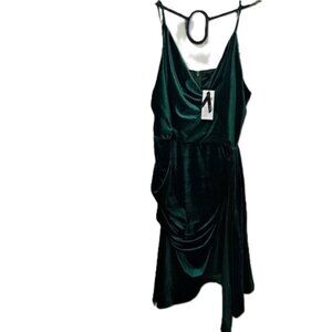 New TFNC London Cowl Neck Adjustable Straps Drape Detail Velvet Bodycon